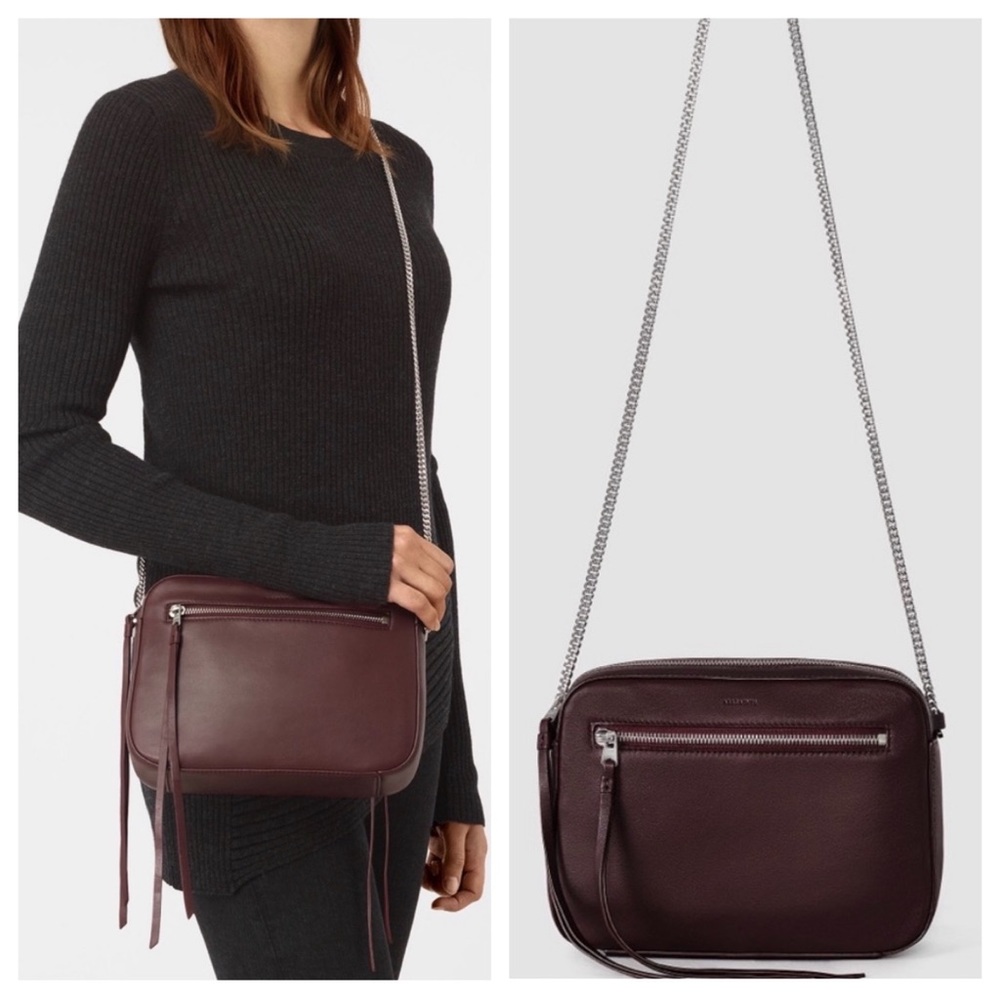 All Saints Lambskin Chain Leather Crossbody Bag